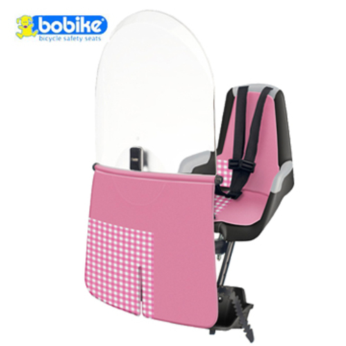 <【Bobike】Mini+ 前置經典款兒童安全座椅(含兒童手握桿、安全帶護肩片、擋風板)- 甜美粉>